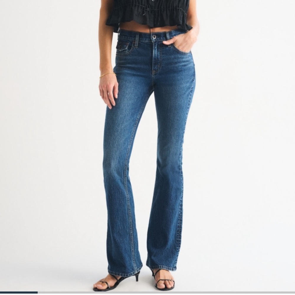 Abercrombie High-Rise Bootcut Jeans Dark Y2K Pocket